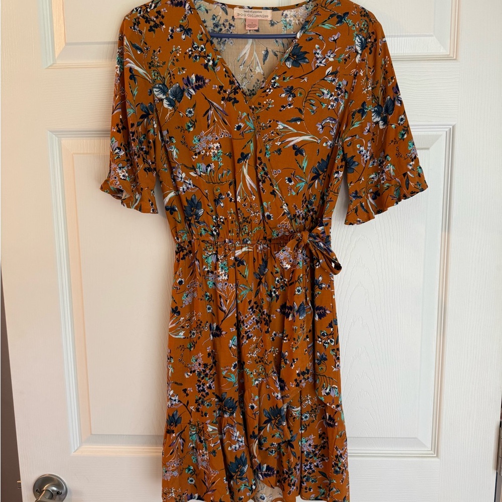 Floral Wrap Dress in Orange